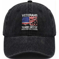 Veterans Are Not Suckers Or Losers Washed Cotton Baseball Cap Veteran Vintage US Flag Protest