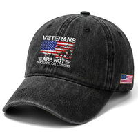 Veterans Are Not Suckers Or Losers Washed Cotton Baseball Cap Veteran Vintage US Flag Protest