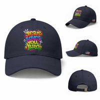 Jesus Loves You Bro Christian Believer Faith Baseball Cap Dripping Graffiti Rap God Religious Graphic