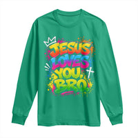 Jesus Loves You Bro Christian Believer Faith Long Sleeve Shirt Dripping Graffiti Rap God Religious Graphic