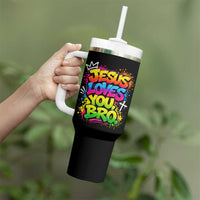 Jesus Loves You Bro Christian Believer Faith Tumbler With Handle Dripping Graffiti Rap God Religious Graphic