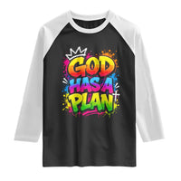 God Has A Plan Raglan Shirt Graffiti Rap Christian Faith Graphic