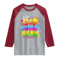 God Has A Plan Raglan Shirt Graffiti Rap Christian Faith Graphic