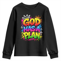 God Has A Plan Youth Sweatshirt Graffiti Rap Christian Faith Graphic