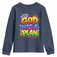 God Has A Plan Youth Sweatshirt Graffiti Rap Christian Faith Graphic