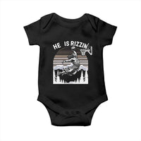 Funny Jesus Basketball Baby Onesie He Is Rizzin Retro Y2K Playing Basketball