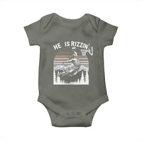Funny Jesus Basketball Baby Onesie He Is Rizzin Retro Y2K Playing Basketball