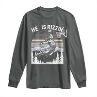 Funny Jesus Basketball Long Sleeve Shirt He Is Rizzin Retro Y2K Playing Basketball