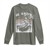 Funny Jesus Basketball Long Sleeve Shirt He Is Rizzin Retro Y2K Playing Basketball
