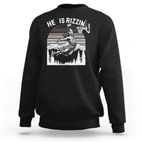 Funny Jesus Basketball Sweatshirt He Is Rizzin Retro Y2K Playing Basketball - Wonder Print Shop
