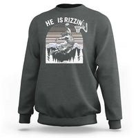 Funny Jesus Basketball Sweatshirt He Is Rizzin Retro Y2K Playing Basketball - Wonder Print Shop