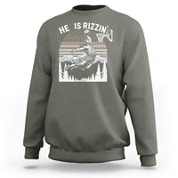 Funny Jesus Basketball Sweatshirt He Is Rizzin Retro Y2K Playing Basketball - Wonder Print Shop