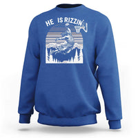 Funny Jesus Basketball Sweatshirt He Is Rizzin Retro Y2K Playing Basketball - Wonder Print Shop