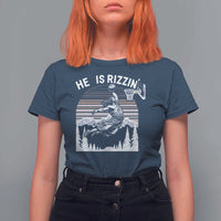 Funny Jesus Basketball T Shirt For Women He Is Rizzin Retro Y2K Playing Basketball - Wonder Print Shop