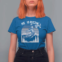 Funny Jesus Basketball T Shirt For Women He Is Rizzin Retro Y2K Playing Basketball - Wonder Print Shop