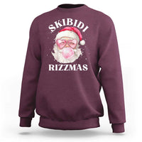 Skibidi Rizzmas Christmas Sweatshirt Rizz Santa Pink Bubble Gum Funny Xmas Gen Alpha Girl Kids - Wonder Print Shop