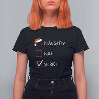 Nice Naughty Skibidi List Santa Claus Sarcastic T Shirt For Women - Wonder Print Shop