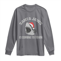 Funny Shark Christmas Long Sleeve Shirt Santa Jaws Is Coming Town