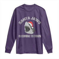 Funny Shark Christmas Long Sleeve Shirt Santa Jaws Is Coming Town