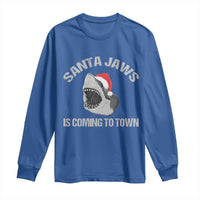 Funny Shark Christmas Long Sleeve Shirt Santa Jaws Is Coming Town