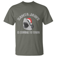 Funny Shark Christmas T Shirt Santa Jaws Is Coming Town - Wonder Print Shop