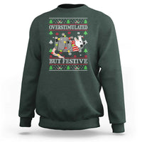 Possum Christmas Sweatshirt Overstimulated But Festive Ugly Christmas - Wonder Print Shop