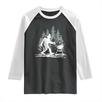 Bigfoot BBQ Raglan Shirt Funny Sasquatch Barbecue Dad Grill Gift