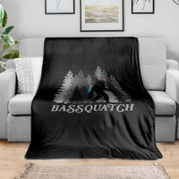 Funny Bigfoot Fishing Throw Blanket Bassquatch Sasquatch In The Forest Yeti - Wonder Print Shop