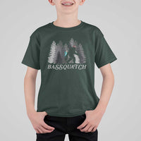 Funny Bigfoot Fishing T Shirt For Kid Bassquatch Sasquatch In The Forest Yeti - Wonder Print Shop