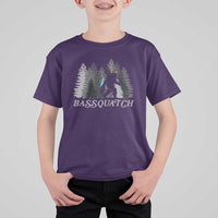 Funny Bigfoot Fishing T Shirt For Kid Bassquatch Sasquatch In The Forest Yeti - Wonder Print Shop