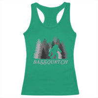 Funny Bigfoot Fishing Racerback Tank Top Bassquatch Sasquatch In The Forest Yeti - Wonder Print Shop