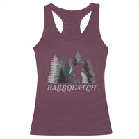 Funny Bigfoot Fishing Racerback Tank Top Bassquatch Sasquatch In The Forest Yeti - Wonder Print Shop