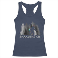 Funny Bigfoot Fishing Racerback Tank Top Bassquatch Sasquatch In The Forest Yeti - Wonder Print Shop