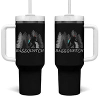 Funny Bigfoot Fishing Tumbler With Handle Bassquatch Sasquatch In The Forest Yeti - Wonder Print Shop