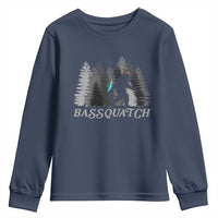 Funny Bigfoot Fishing Youth Sweatshirt Bassquatch Sasquatch In The Forest Yeti - Wonder Print Shop