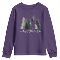 Funny Bigfoot Fishing Youth Sweatshirt Bassquatch Sasquatch In The Forest Yeti - Wonder Print Shop