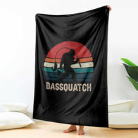 Retro Bigfoot Fishing Throw Blanket Funny Retro Sasquatch Bassquatch Fisherman - Wonder Print Shop