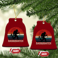 Retro Bigfoot Fishing Ceramic Ornament Funny Retro Sasquatch Bassquatch Fisherman - Wonder Print Shop