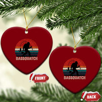 Retro Bigfoot Fishing Ceramic Ornament Funny Retro Sasquatch Bassquatch Fisherman - Wonder Print Shop