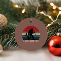 Retro Bigfoot Fishing Ceramic Ornament Funny Retro Sasquatch Bassquatch Fisherman - Wonder Print Shop