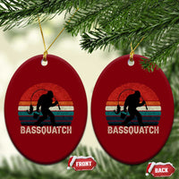 Retro Bigfoot Fishing Ceramic Ornament Funny Retro Sasquatch Bassquatch Fisherman - Wonder Print Shop