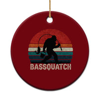 Retro Bigfoot Fishing Ceramic Ornament Funny Retro Sasquatch Bassquatch Fisherman - Wonder Print Shop
