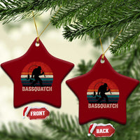 Retro Bigfoot Fishing Ceramic Ornament Funny Retro Sasquatch Bassquatch Fisherman - Wonder Print Shop