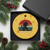 Retro Bigfoot Fishing Ceramic Ornament Funny Retro Sasquatch Bassquatch Fisherman - Wonder Print Shop