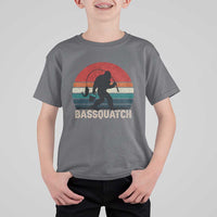 Retro Bigfoot Fishing T Shirt For Kid Funny Retro Sasquatch Bassquatch Fisherman - Wonder Print Shop