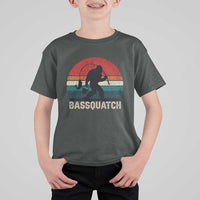 Retro Bigfoot Fishing T Shirt For Kid Funny Retro Sasquatch Bassquatch Fisherman - Wonder Print Shop