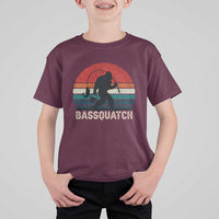 Retro Bigfoot Fishing T Shirt For Kid Funny Retro Sasquatch Bassquatch Fisherman - Wonder Print Shop