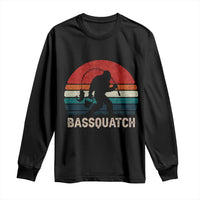 Retro Bigfoot Fishing Long Sleeve Shirt Funny Retro Sasquatch Bassquatch Fisherman - Wonder Print Shop