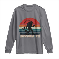 Retro Bigfoot Fishing Long Sleeve Shirt Funny Retro Sasquatch Bassquatch Fisherman - Wonder Print Shop