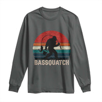 Retro Bigfoot Fishing Long Sleeve Shirt Funny Retro Sasquatch Bassquatch Fisherman - Wonder Print Shop